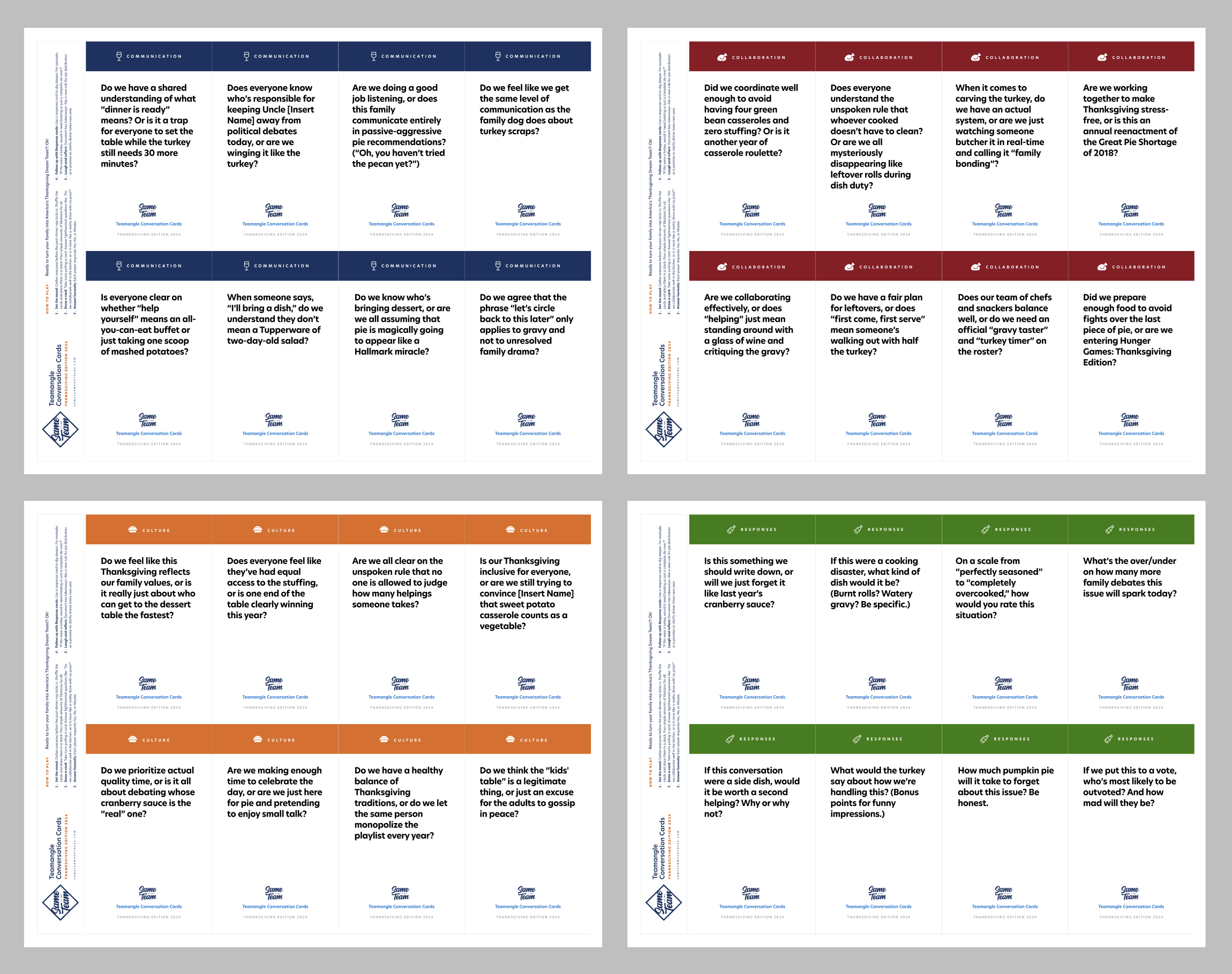 Turn Thanksgiving into a fun family-building experience with our hilarious Conversation Cards