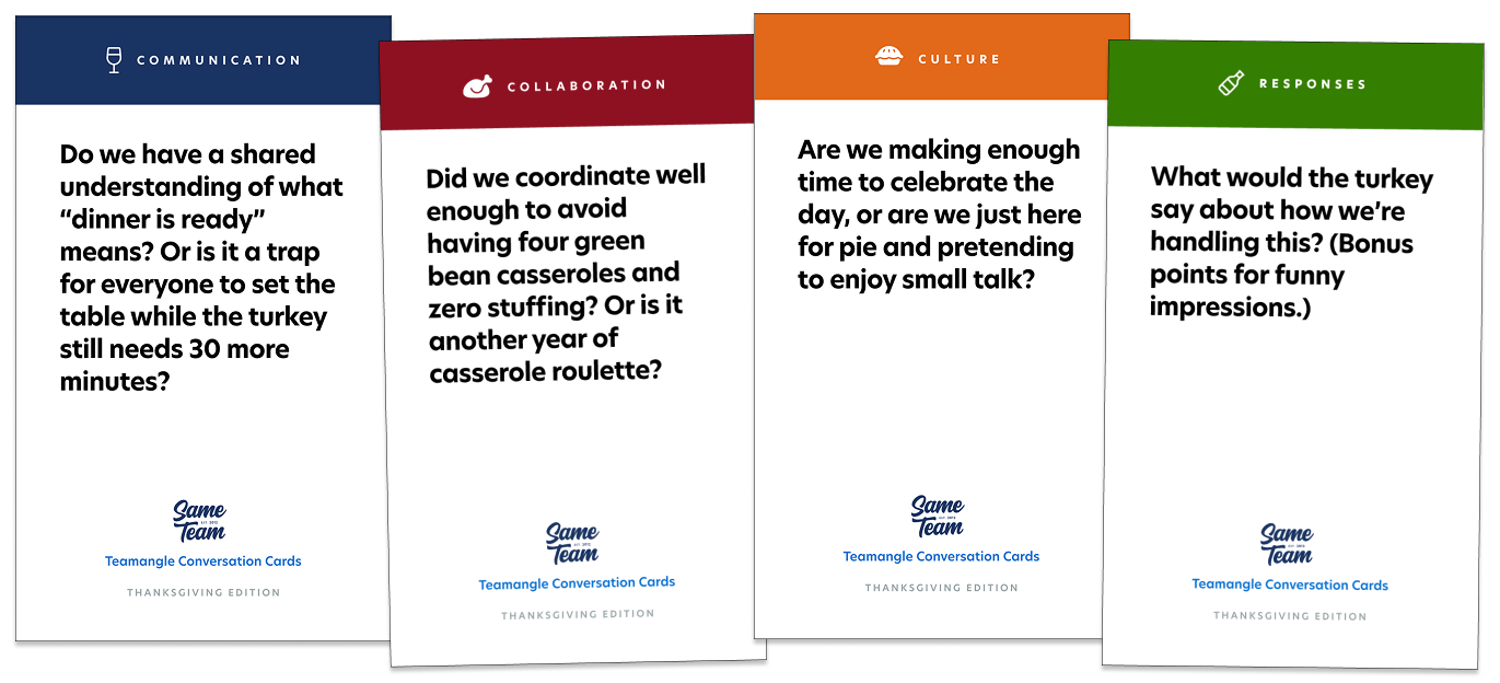 Turn Thanksgiving into a fun family-building experience with our hilarious Conversation Cards